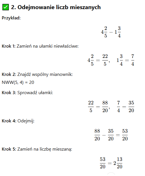 odejmowanie uł
